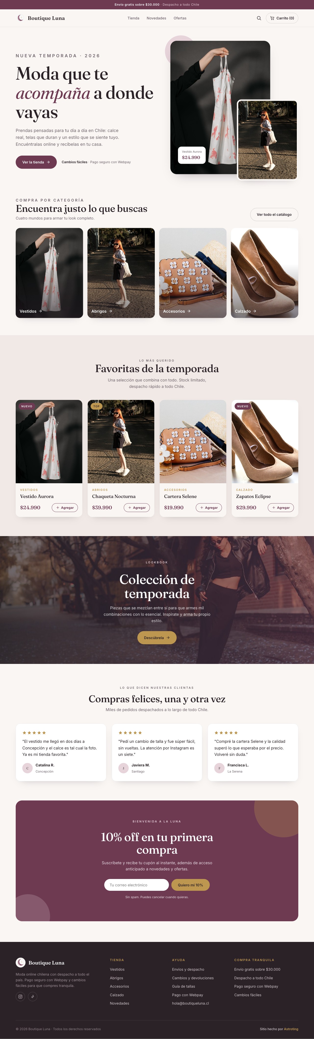 Sitio de ejemplo: tienda de ropa online